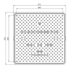 600x600 B125 manhole cover dimensions drawing showing frame size and clear opening