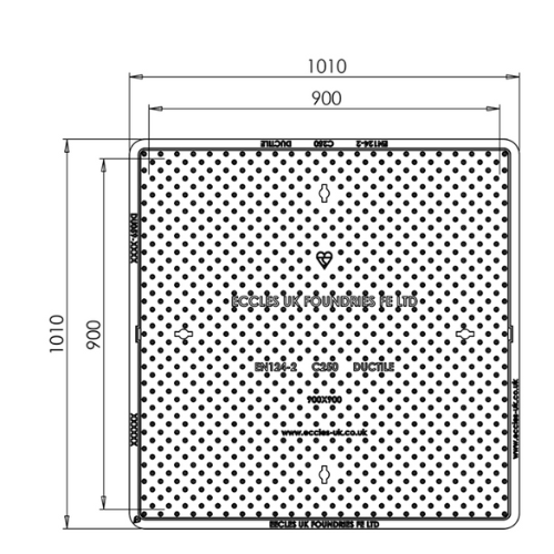 DU059 900 x 900 x 70mm C250 Technical Drawing