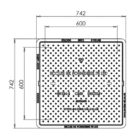 DU091 600 x 600 x 70mm C250 Double Seal Manhole Cover Technical Drawing