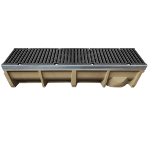 200mm D400 channel drainage system with ductile iron grating and polymer concrete base