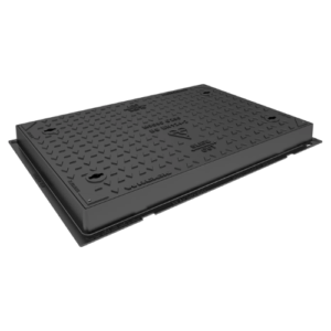 C250 manhole cover 900x600 ductile iron Safeseal chequer plate design